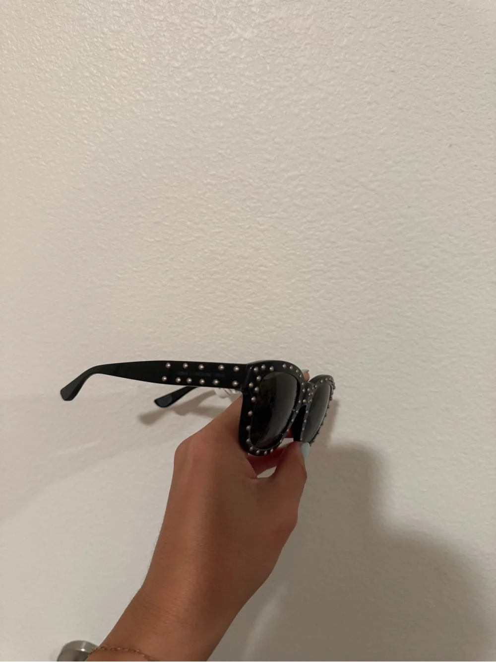 Saint Laurent Black Studded Cat-Eye Sunglasses